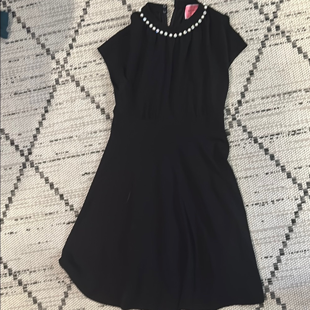 Kate Spade Black Mini Dress with Pearl Details